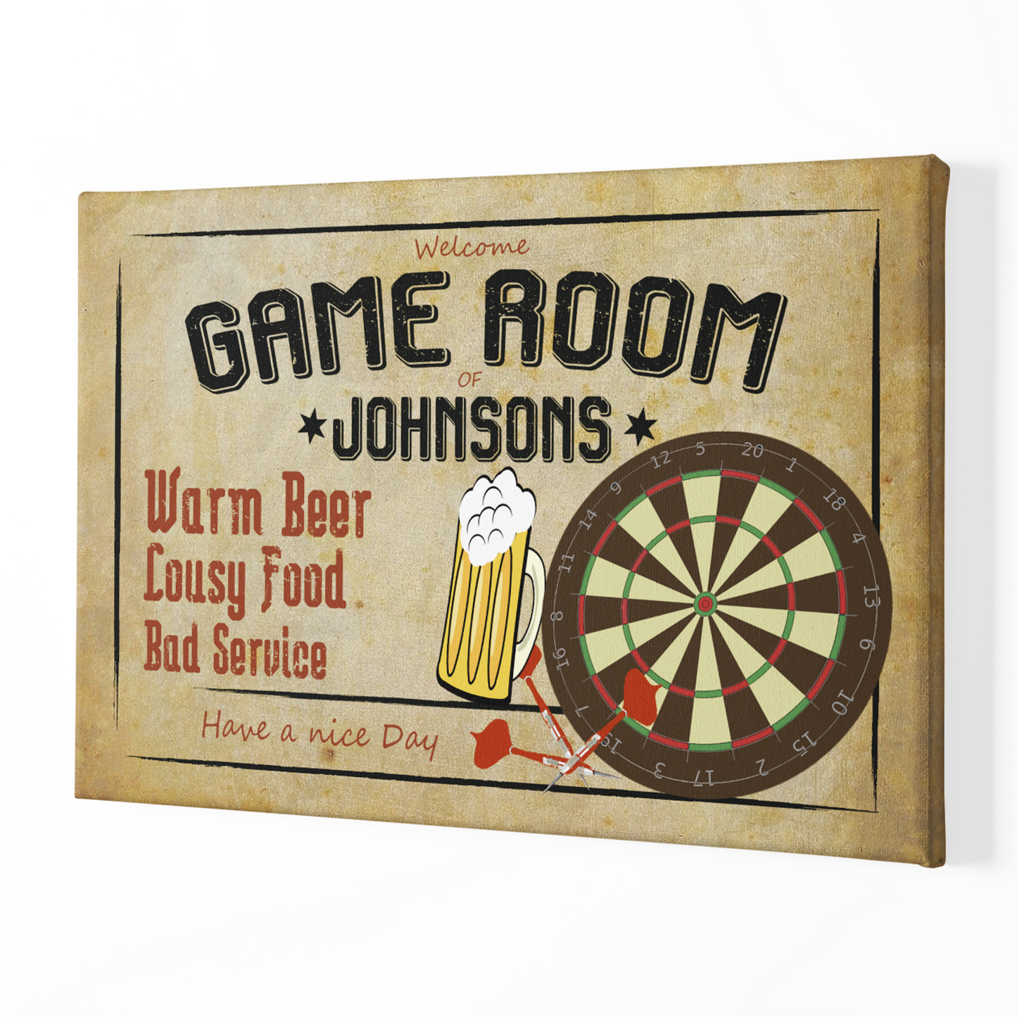 Vintage Canvas "GAME ROOM"
