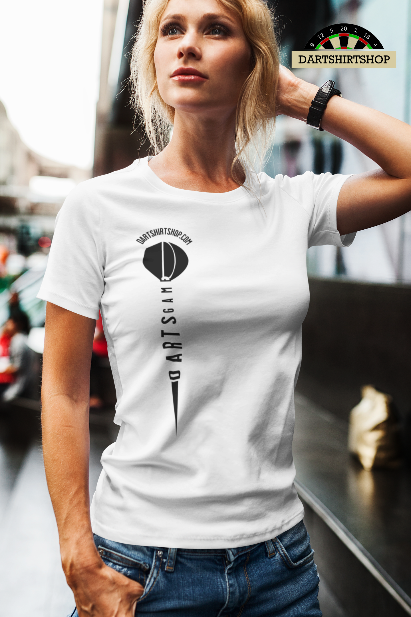 "Darts Game Pfeil" white Edition - Ladies Premium Shirt