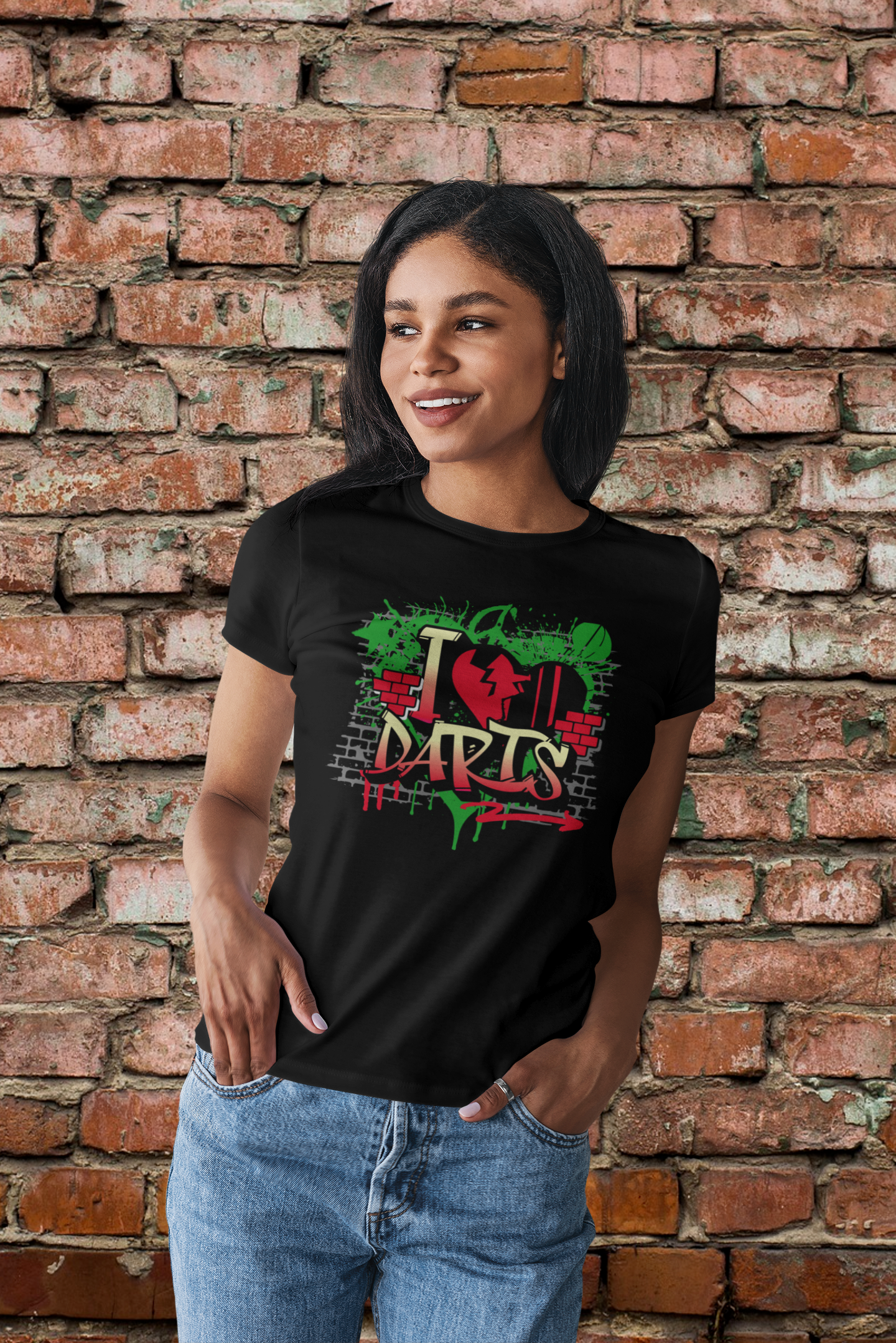 "Love Darts Graffiti" - Ladies Premium Shirt